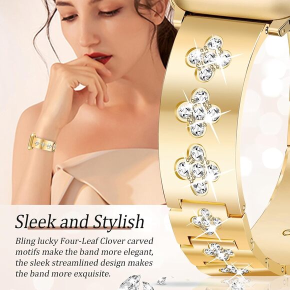 New Newlibery Gold Toned 38mm Four Leaf Clover Apple iWatch Replacement Band - Picture 8 of 8